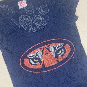 Auburn Tigers Eyes T-Shirt Women's Medium Y2K Sheer Paisley KA Knights Apparel